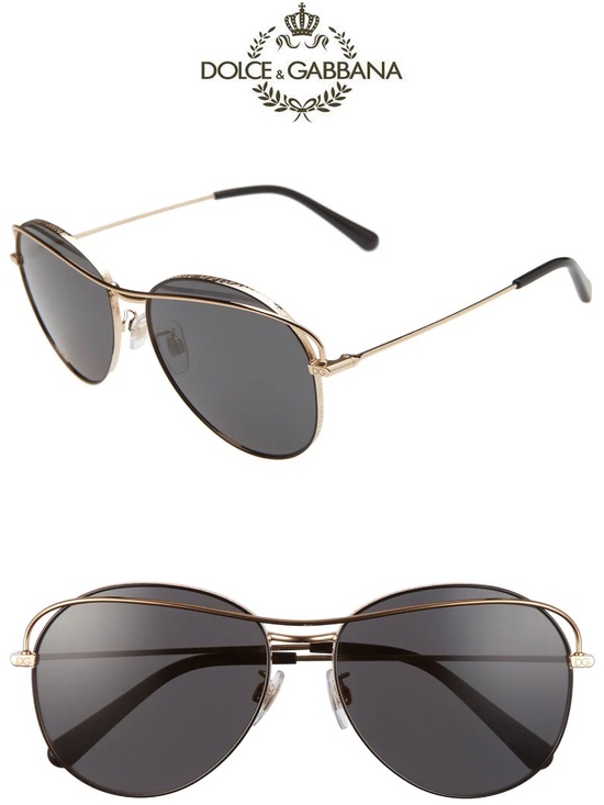 DOLCE & GABBANA DG2261 1334/87 GOLD/BLACK GREY PILOT SUNGLASSES. 58mm main image 6